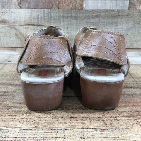 Pikolinos Green Tan Perforated Wedge Sandals Womens 39 8.5-9 Slingback - Picture 8 of 14